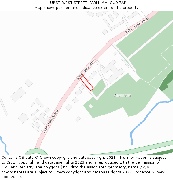 HURST, WEST STREET, FARNHAM, GU9 7AP: Location map and indicative extent of plot