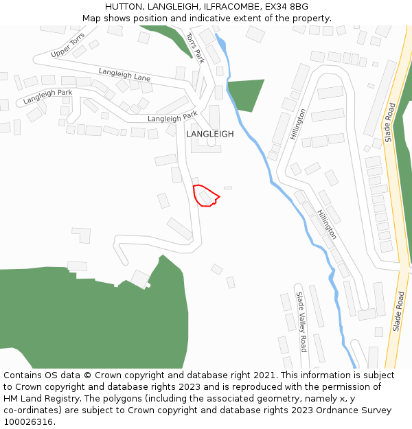 HUTTON, LANGLEIGH, ILFRACOMBE, EX34 8BG: Location map and indicative extent of plot