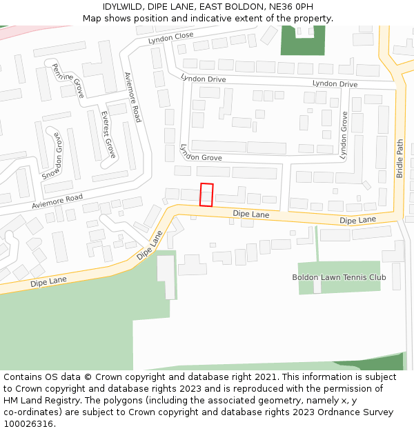 IDYLWILD, DIPE LANE, EAST BOLDON, NE36 0PH: Location map and indicative extent of plot