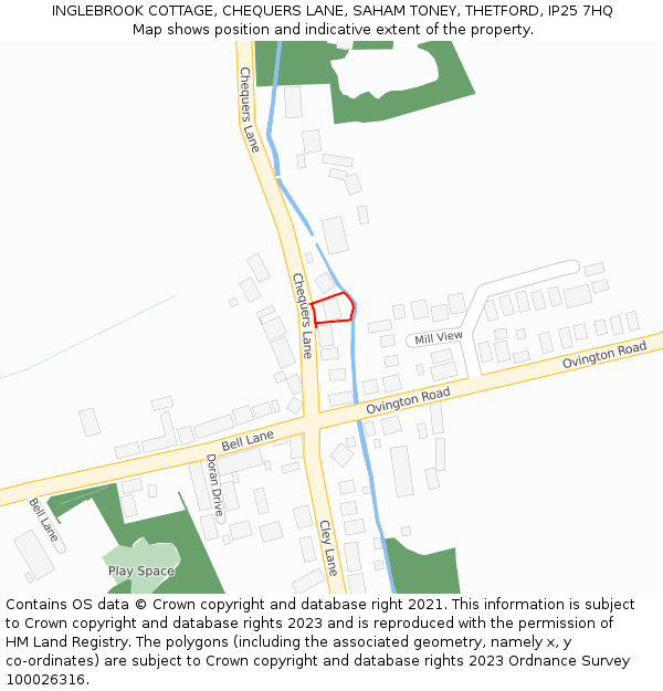 INGLEBROOK COTTAGE, CHEQUERS LANE, SAHAM TONEY, THETFORD, IP25 7HQ: Location map and indicative extent of plot