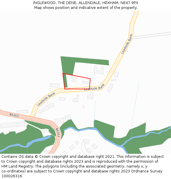 INGLEWOOD, THE DENE, ALLENDALE, HEXHAM, NE47 9PX: Location map and indicative extent of plot