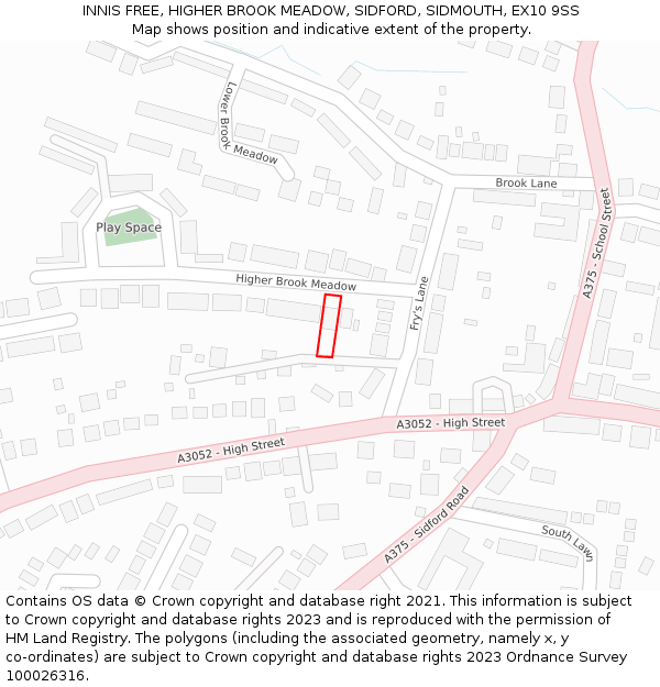 INNIS FREE, HIGHER BROOK MEADOW, SIDFORD, SIDMOUTH, EX10 9SS: Location map and indicative extent of plot