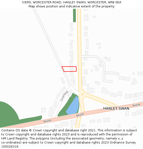 IVERS, WORCESTER ROAD, HANLEY SWAN, WORCESTER, WR8 0EA: Location map and indicative extent of plot