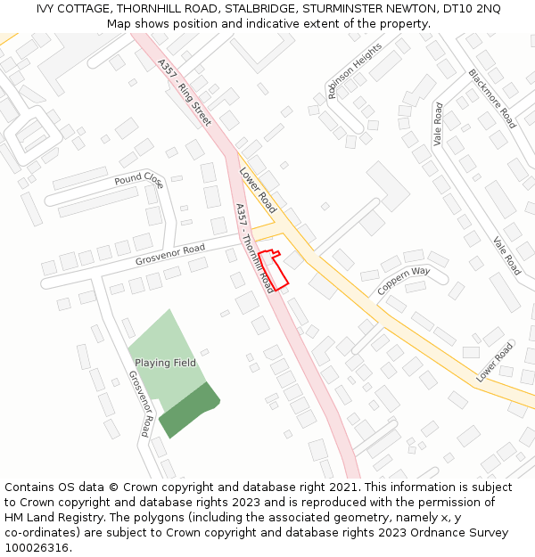 IVY COTTAGE, THORNHILL ROAD, STALBRIDGE, STURMINSTER NEWTON, DT10 2NQ: Location map and indicative extent of plot