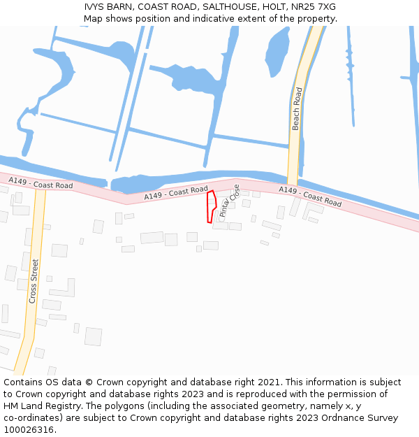 IVYS BARN, COAST ROAD, SALTHOUSE, HOLT, NR25 7XG: Location map and indicative extent of plot