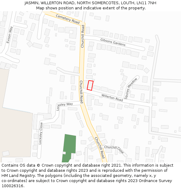 JASMIN, WILLERTON ROAD, NORTH SOMERCOTES, LOUTH, LN11 7NH: Location map and indicative extent of plot