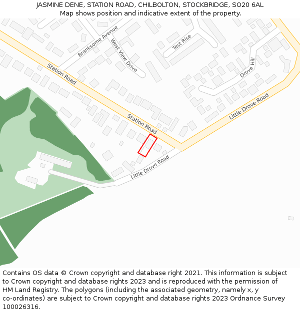 JASMINE DENE, STATION ROAD, CHILBOLTON, STOCKBRIDGE, SO20 6AL: Location map and indicative extent of plot