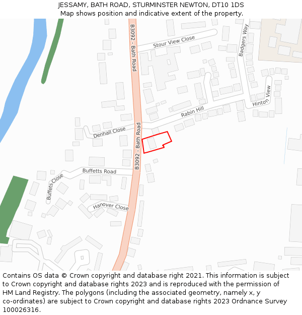 JESSAMY, BATH ROAD, STURMINSTER NEWTON, DT10 1DS: Location map and indicative extent of plot