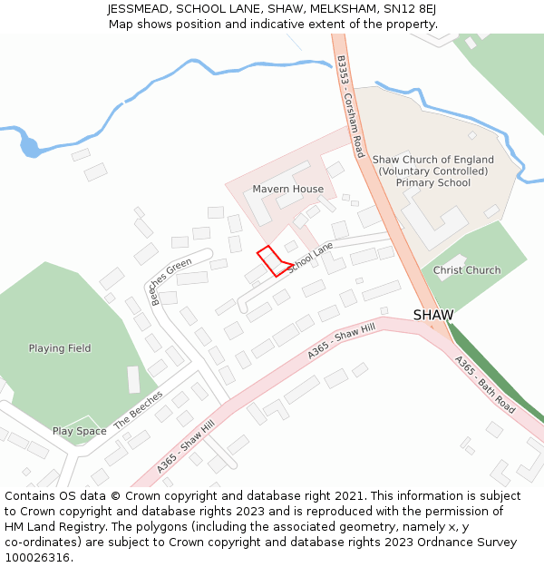 JESSMEAD, SCHOOL LANE, SHAW, MELKSHAM, SN12 8EJ: Location map and indicative extent of plot