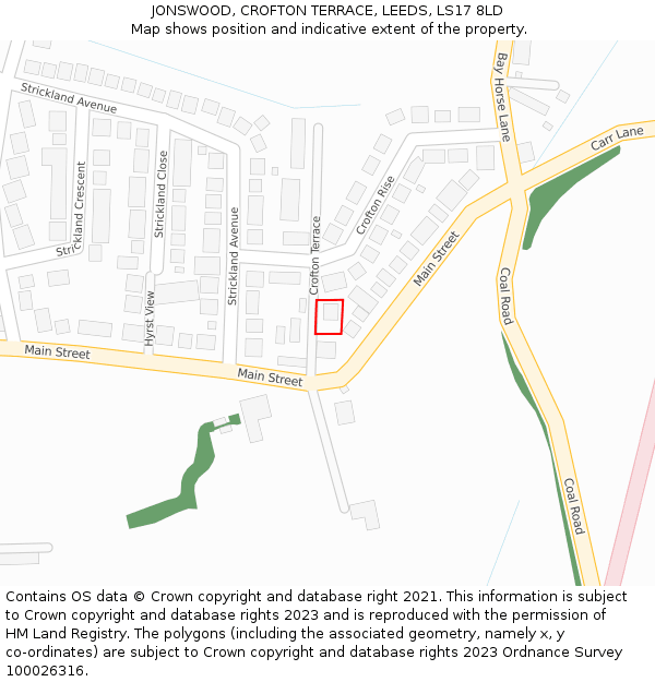 JONSWOOD, CROFTON TERRACE, LEEDS, LS17 8LD: Location map and indicative extent of plot