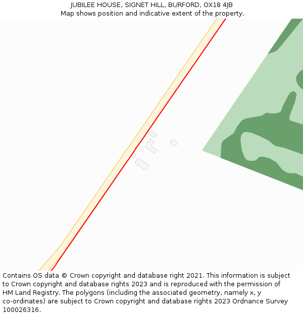 JUBILEE HOUSE, SIGNET HILL, BURFORD, OX18 4JB: Location map and indicative extent of plot