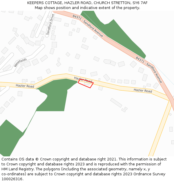 KEEPERS COTTAGE, HAZLER ROAD, CHURCH STRETTON, SY6 7AF: Location map and indicative extent of plot