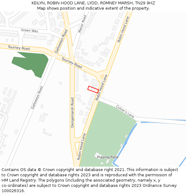 KEILYN, ROBIN HOOD LANE, LYDD, ROMNEY MARSH, TN29 9HZ: Location map and indicative extent of plot