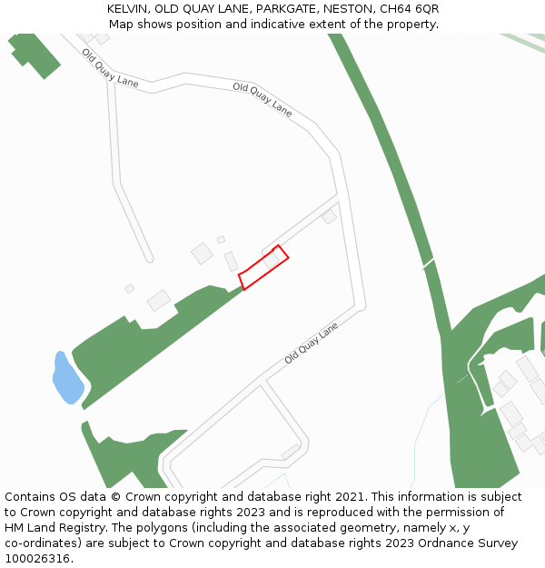 KELVIN, OLD QUAY LANE, PARKGATE, NESTON, CH64 6QR: Location map and indicative extent of plot