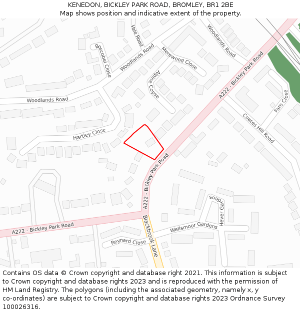 KENEDON, BICKLEY PARK ROAD, BROMLEY, BR1 2BE: Location map and indicative extent of plot