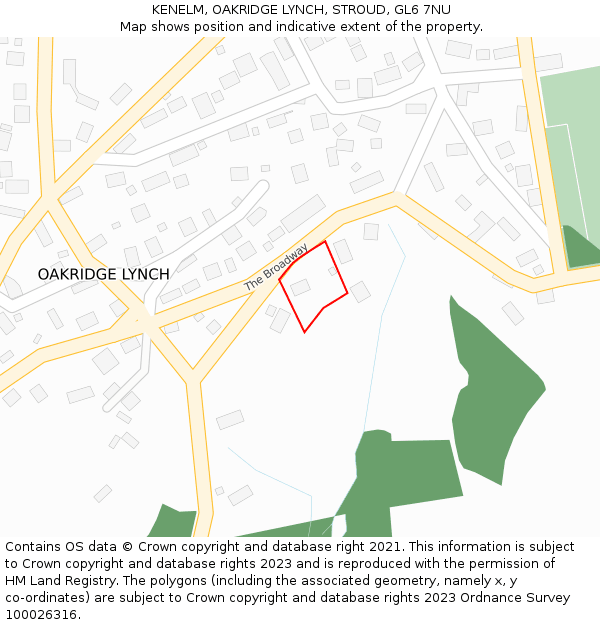 KENELM, OAKRIDGE LYNCH, STROUD, GL6 7NU: Location map and indicative extent of plot