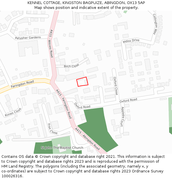 KENNEL COTTAGE, KINGSTON BAGPUIZE, ABINGDON, OX13 5AP: Location map and indicative extent of plot