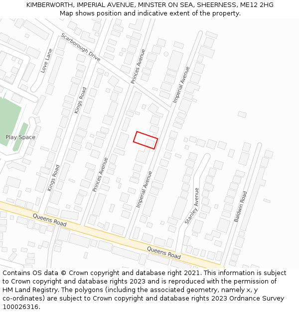 KIMBERWORTH, IMPERIAL AVENUE, MINSTER ON SEA, SHEERNESS, ME12 2HG: Location map and indicative extent of plot