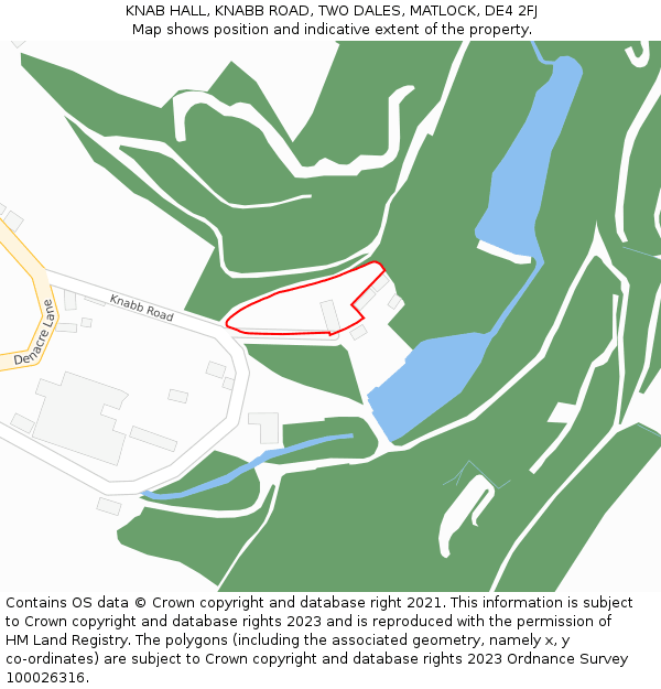 KNAB HALL, KNABB ROAD, TWO DALES, MATLOCK, DE4 2FJ: Location map and indicative extent of plot