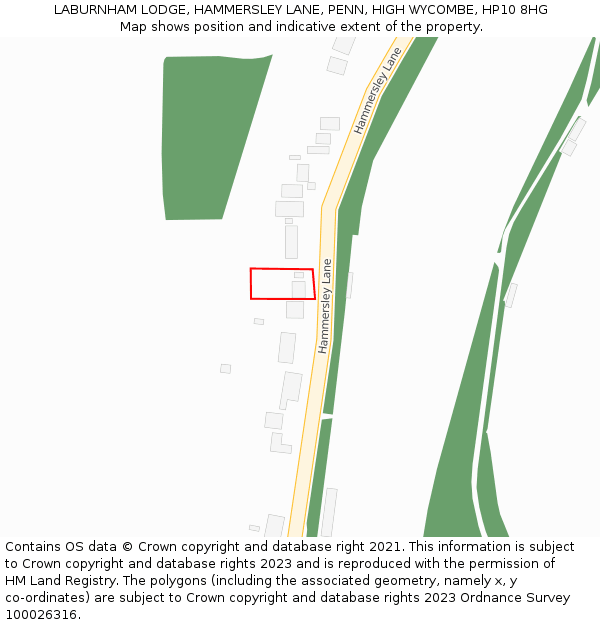 LABURNHAM LODGE, HAMMERSLEY LANE, PENN, HIGH WYCOMBE, HP10 8HG: Location map and indicative extent of plot