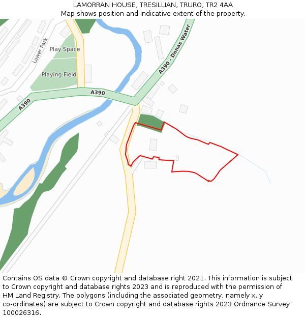 LAMORRAN HOUSE, TRESILLIAN, TRURO, TR2 4AA: Location map and indicative extent of plot