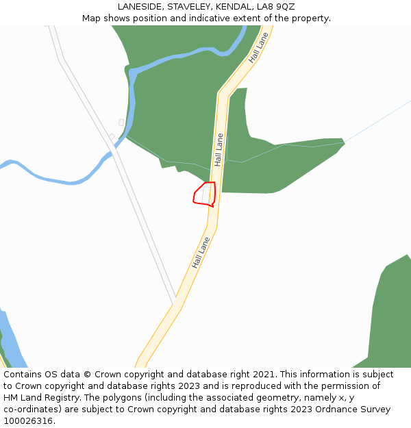 LANESIDE, STAVELEY, KENDAL, LA8 9QZ: Location map and indicative extent of plot