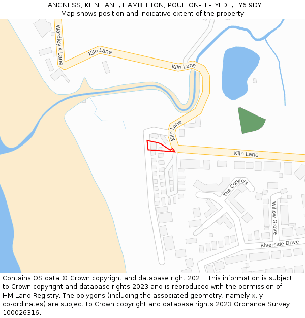 LANGNESS, KILN LANE, HAMBLETON, POULTON-LE-FYLDE, FY6 9DY: Location map and indicative extent of plot