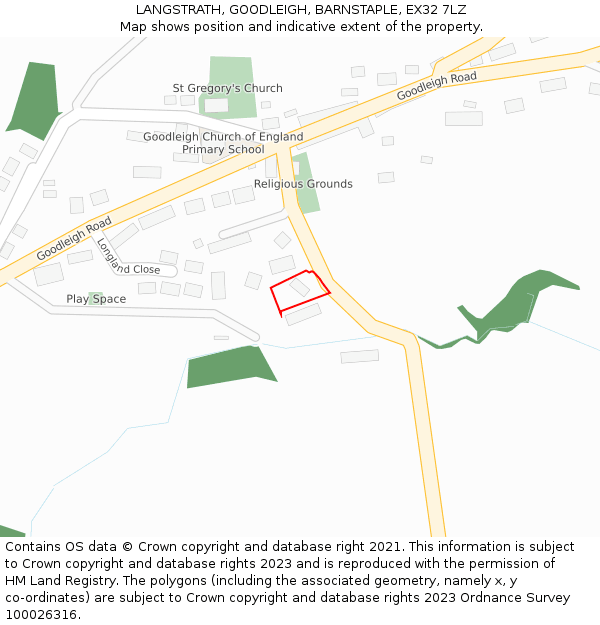 LANGSTRATH, GOODLEIGH, BARNSTAPLE, EX32 7LZ: Location map and indicative extent of plot