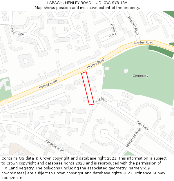 LARAGH, HENLEY ROAD, LUDLOW, SY8 1RA: Location map and indicative extent of plot