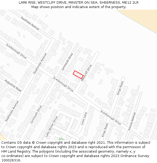 LARK RISE, WESTCLIFF DRIVE, MINSTER ON SEA, SHEERNESS, ME12 2LR: Location map and indicative extent of plot