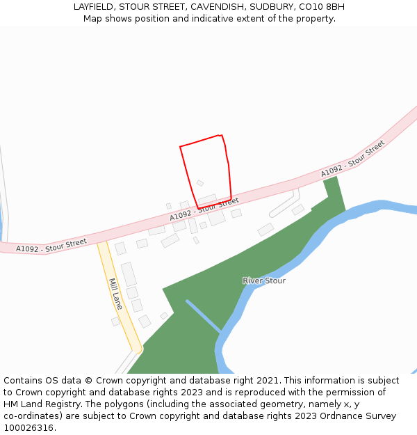 LAYFIELD, STOUR STREET, CAVENDISH, SUDBURY, CO10 8BH: Location map and indicative extent of plot