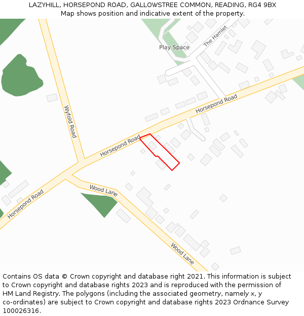 LAZYHILL, HORSEPOND ROAD, GALLOWSTREE COMMON, READING, RG4 9BX: Location map and indicative extent of plot