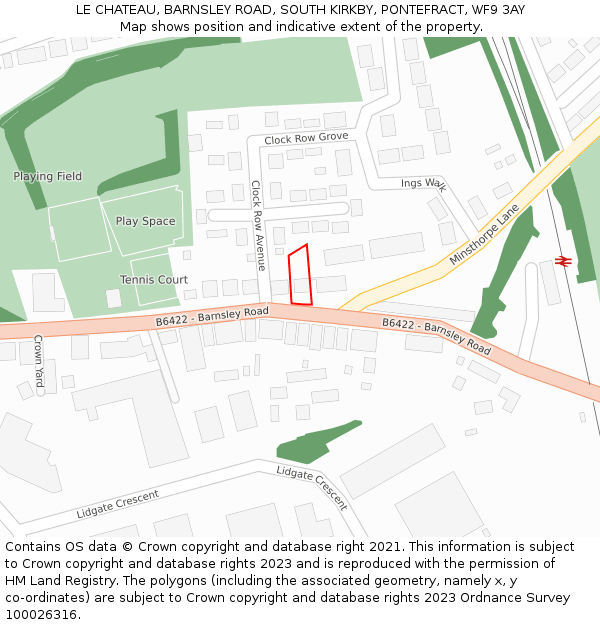 LE CHATEAU, BARNSLEY ROAD, SOUTH KIRKBY, PONTEFRACT, WF9 3AY: Location map and indicative extent of plot