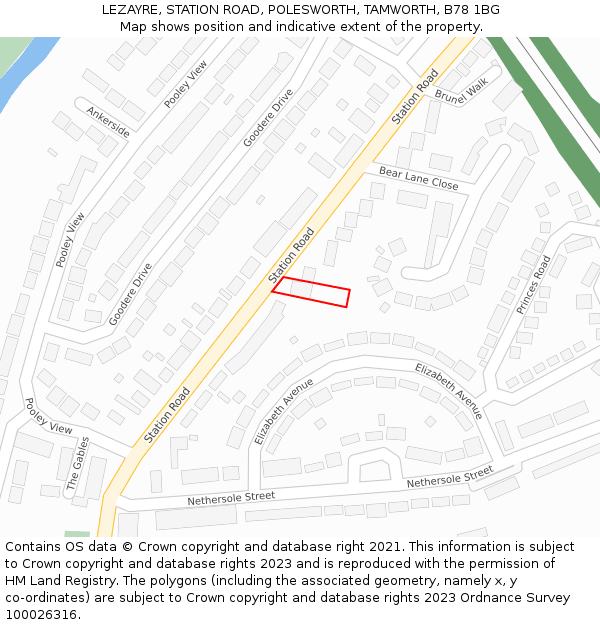 LEZAYRE, STATION ROAD, POLESWORTH, TAMWORTH, B78 1BG: Location map and indicative extent of plot