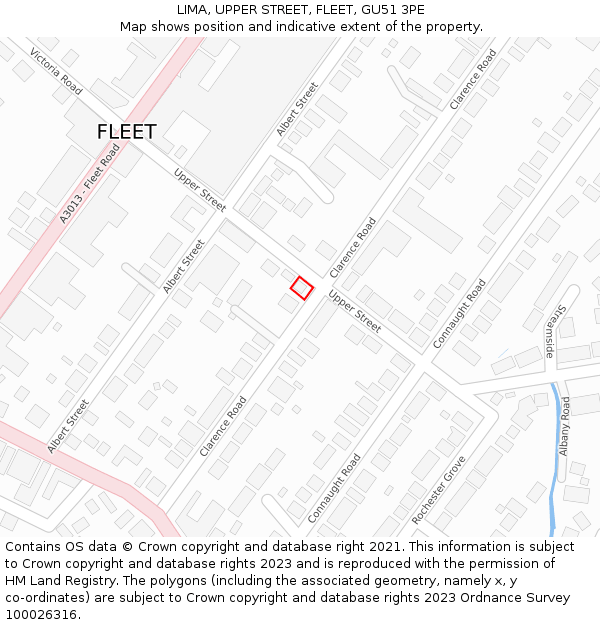 LIMA, UPPER STREET, FLEET, GU51 3PE: Location map and indicative extent of plot