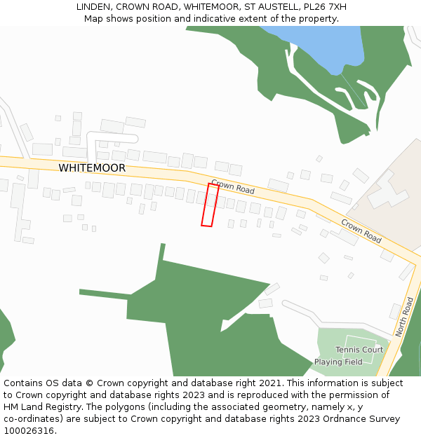 LINDEN, CROWN ROAD, WHITEMOOR, ST AUSTELL, PL26 7XH: Location map and indicative extent of plot