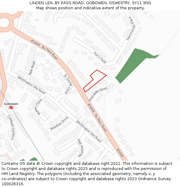 LINDEN LEA, BY PASS ROAD, GOBOWEN, OSWESTRY, SY11 3NG: Location map and indicative extent of plot