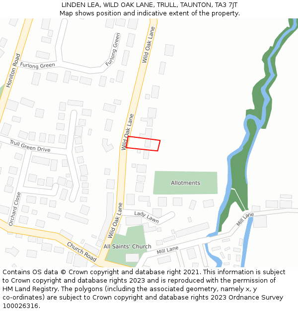 LINDEN LEA, WILD OAK LANE, TRULL, TAUNTON, TA3 7JT: Location map and indicative extent of plot