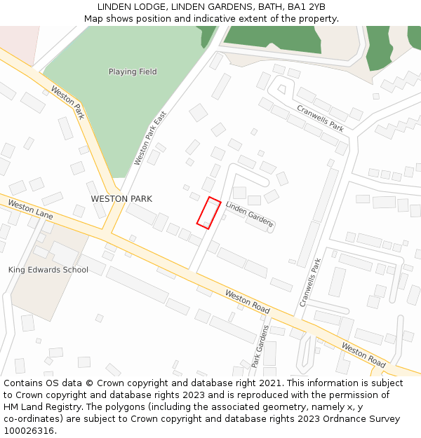 LINDEN LODGE, LINDEN GARDENS, BATH, BA1 2YB: Location map and indicative extent of plot