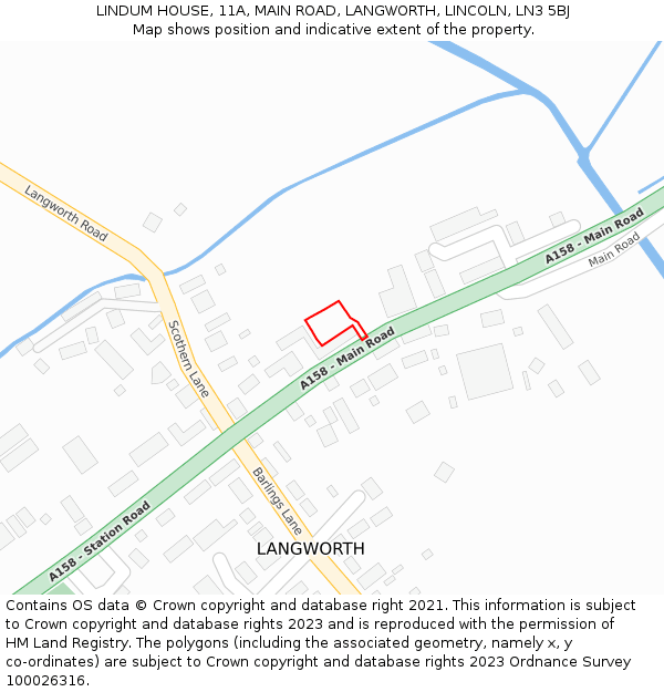 LINDUM HOUSE, 11A, MAIN ROAD, LANGWORTH, LINCOLN, LN3 5BJ: Location map and indicative extent of plot