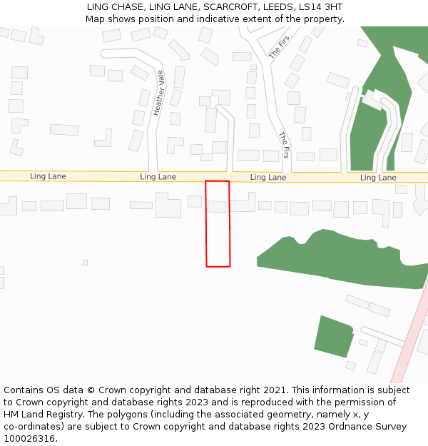 LING CHASE, LING LANE, SCARCROFT, LEEDS, LS14 3HT: Location map and indicative extent of plot