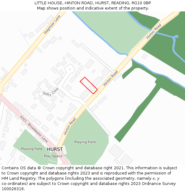 LITTLE HOUSE, HINTON ROAD, HURST, READING, RG10 0BP: Location map and indicative extent of plot