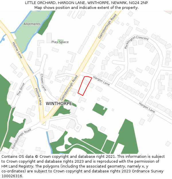 LITTLE ORCHARD, HARGON LANE, WINTHORPE, NEWARK, NG24 2NP: Location map and indicative extent of plot