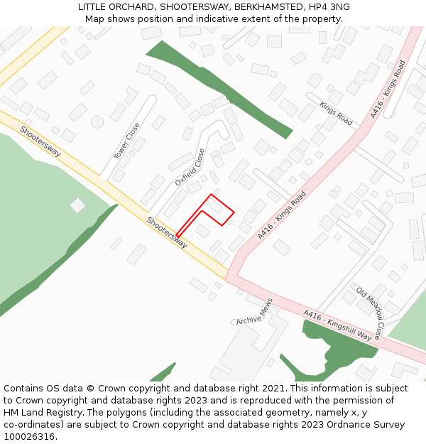 LITTLE ORCHARD, SHOOTERSWAY, BERKHAMSTED, HP4 3NG: Location map and indicative extent of plot