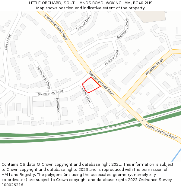 LITTLE ORCHARD, SOUTHLANDS ROAD, WOKINGHAM, RG40 2HS: Location map and indicative extent of plot