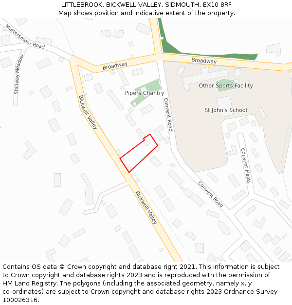 LITTLEBROOK, BICKWELL VALLEY, SIDMOUTH, EX10 8RF: Location map and indicative extent of plot