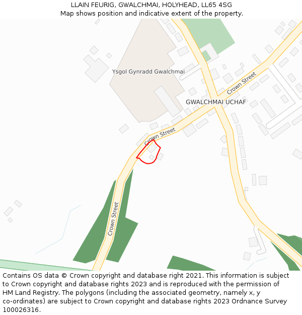 LLAIN FEURIG, GWALCHMAI, HOLYHEAD, LL65 4SG: Location map and indicative extent of plot