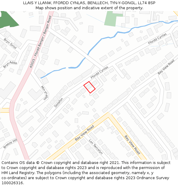 LLAIS Y LLANW, FFORDD CYNLAS, BENLLECH, TYN-Y-GONGL, LL74 8SP: Location map and indicative extent of plot