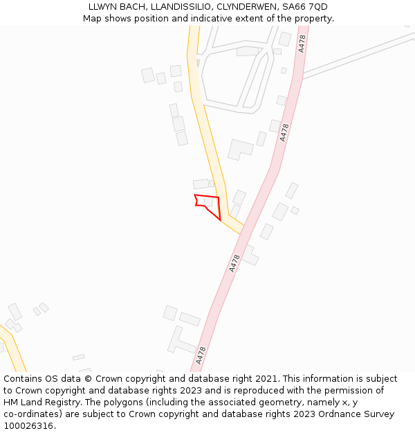 LLWYN BACH, LLANDISSILIO, CLYNDERWEN, SA66 7QD: Location map and indicative extent of plot