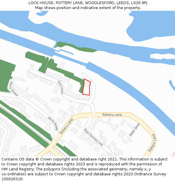 LOCK HOUSE, POTTERY LANE, WOODLESFORD, LEEDS, LS26 8PJ: Location map and indicative extent of plot